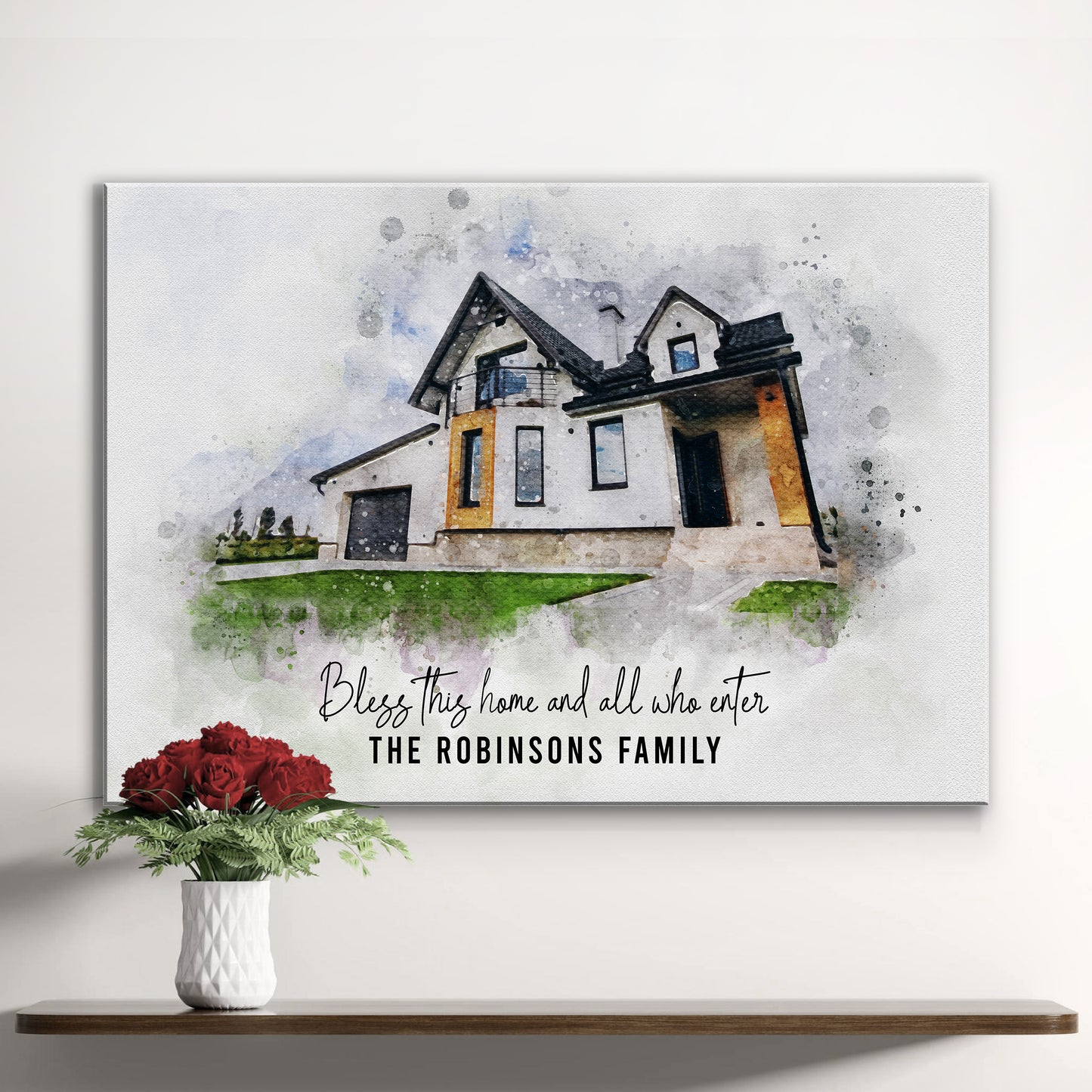 Custom House Watercolor Portrait  - Image by Tailored Canvases