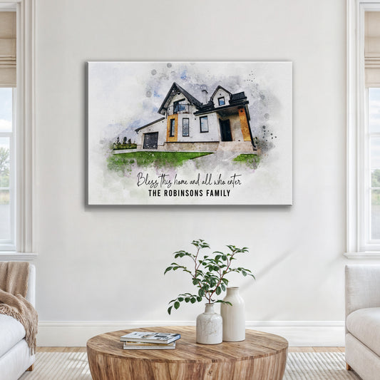 Custom House Watercolor Portrait Style 2 - Image by Tailored Canvases
