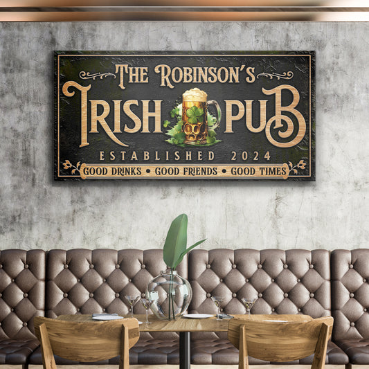 Custom Irish Pub Bar Sign III Style 2 - Image by Tailored Canvases