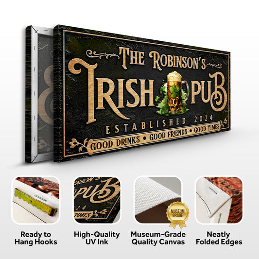 Custom Irish Pub Bar Sign III Specs - Image by Tailored Canvases