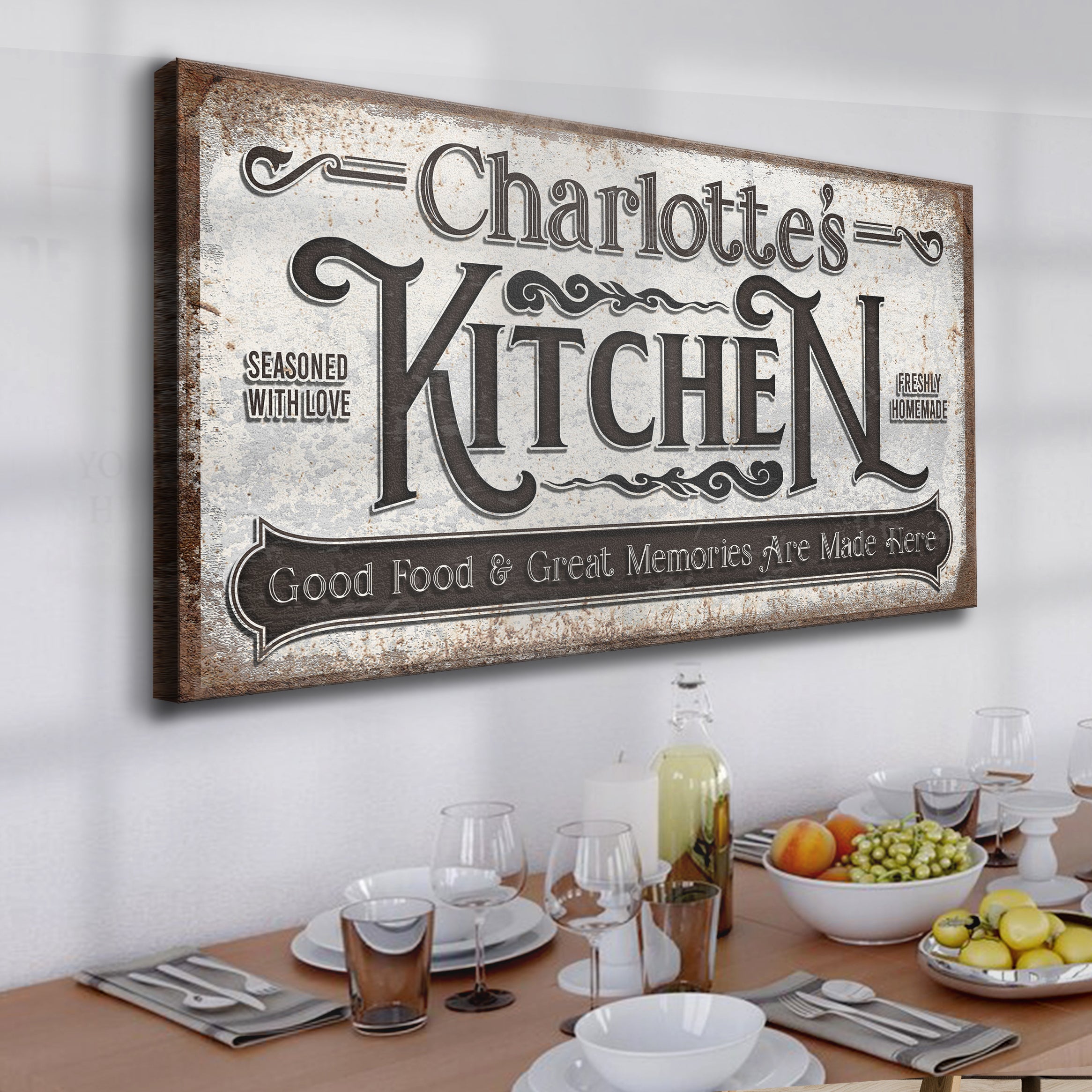 Kitchen Sign Graphics Personalized kitchen sign canvas, customizable vintage home decor ...