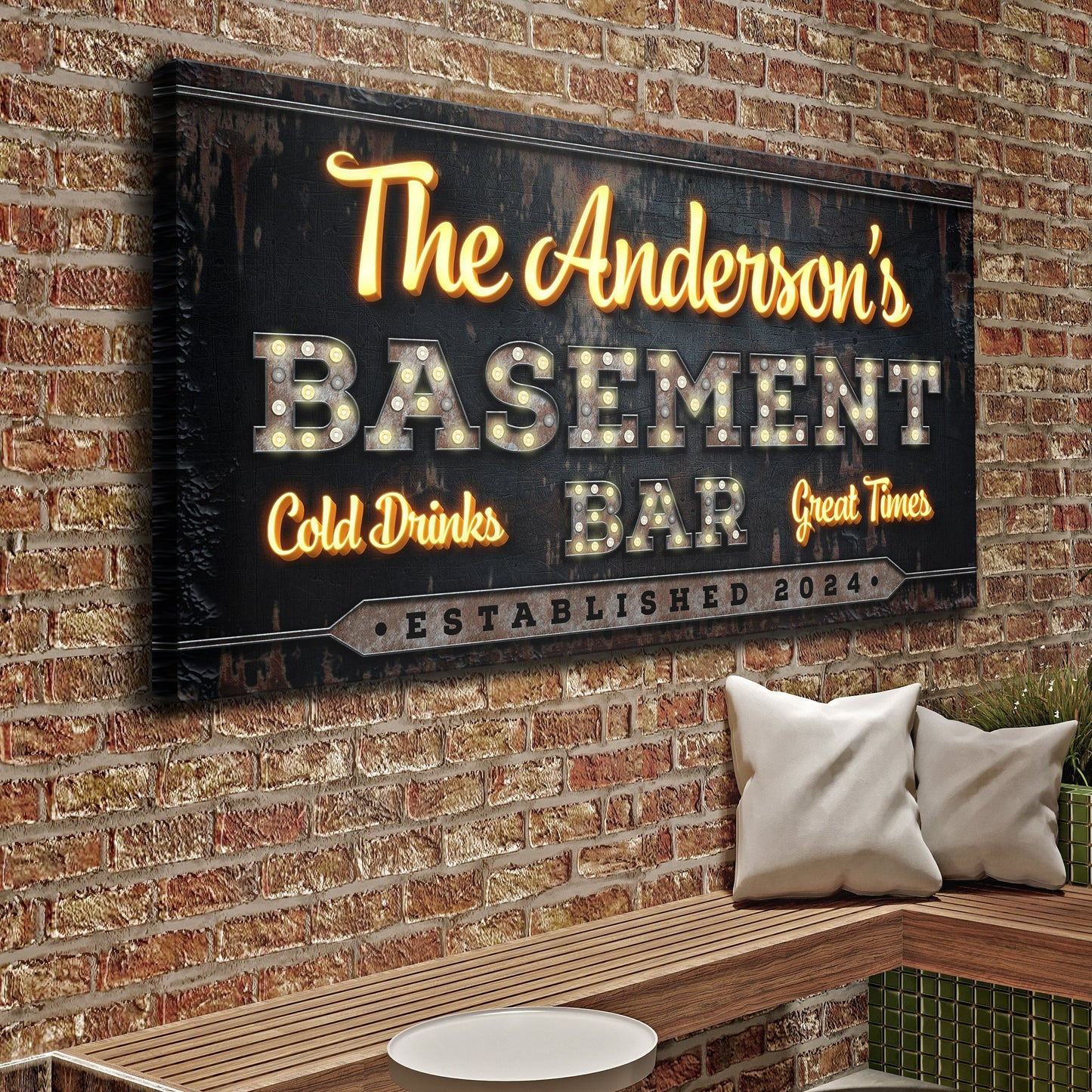 Custom Vintage Rust Basement Bar III  - Image by Tailored Canvases