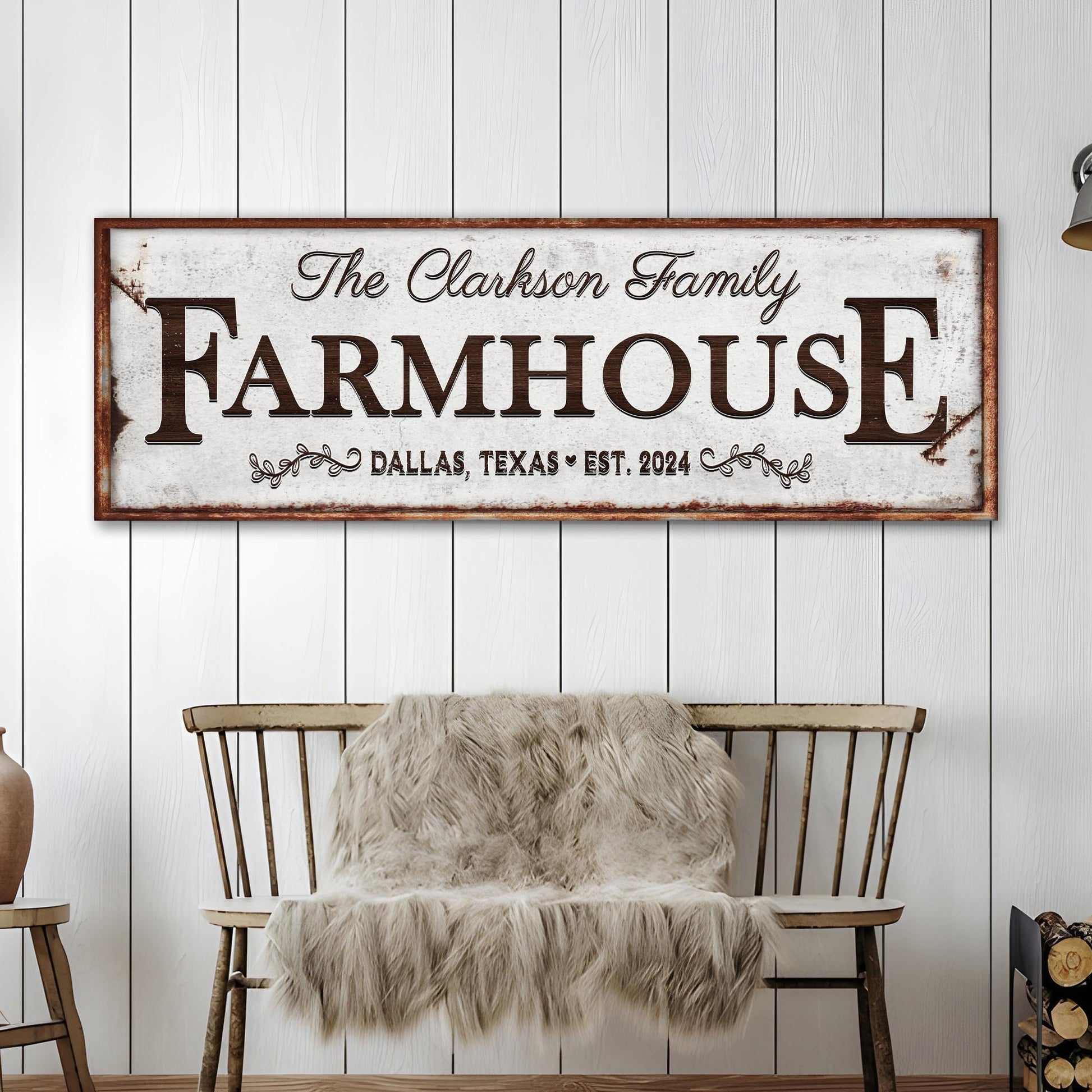 Custom Vintage Rust Farmhouse Sign  - Image by Tailored Canvases