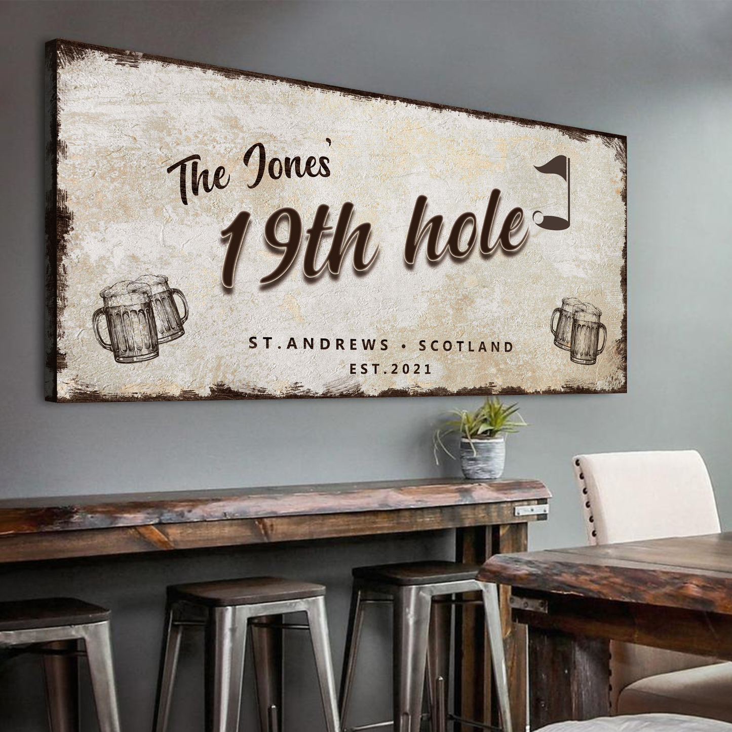 19th Hole Golf Personalized Sign III