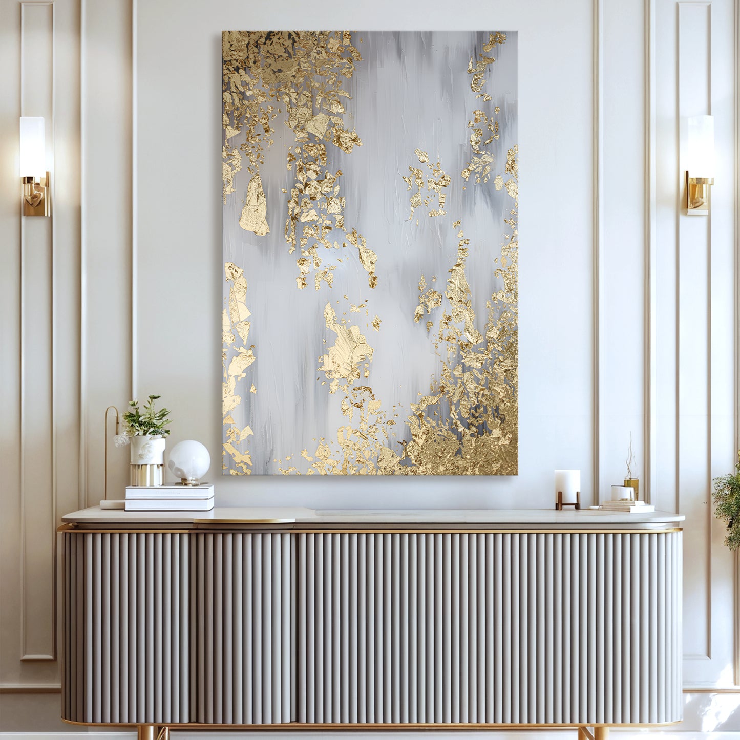 Golden Leaves Falling Abstract Wall Art