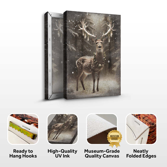 Vintage Winter Deer Christmas Wall Art | Tailored Canvases