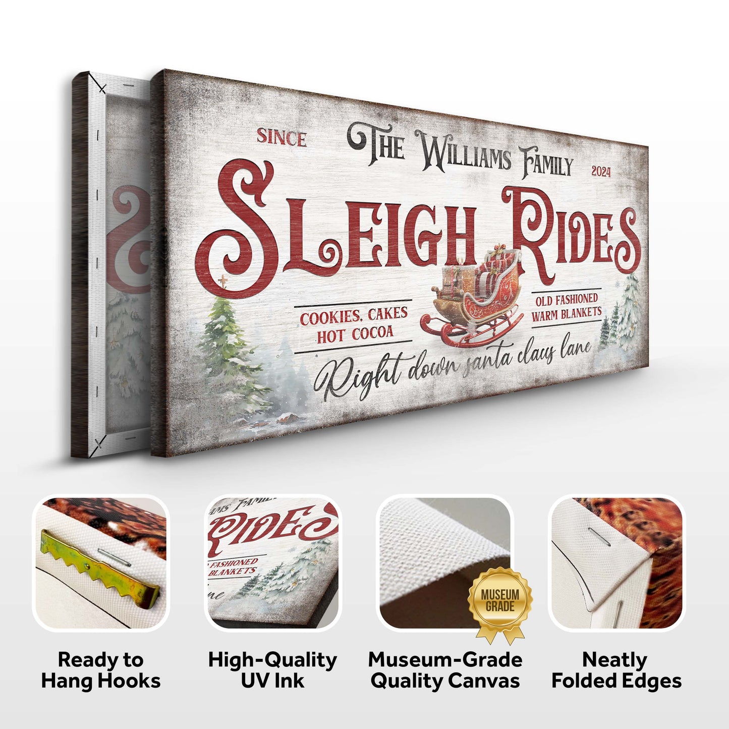 Family Sleigh Rides Christmas Sign II