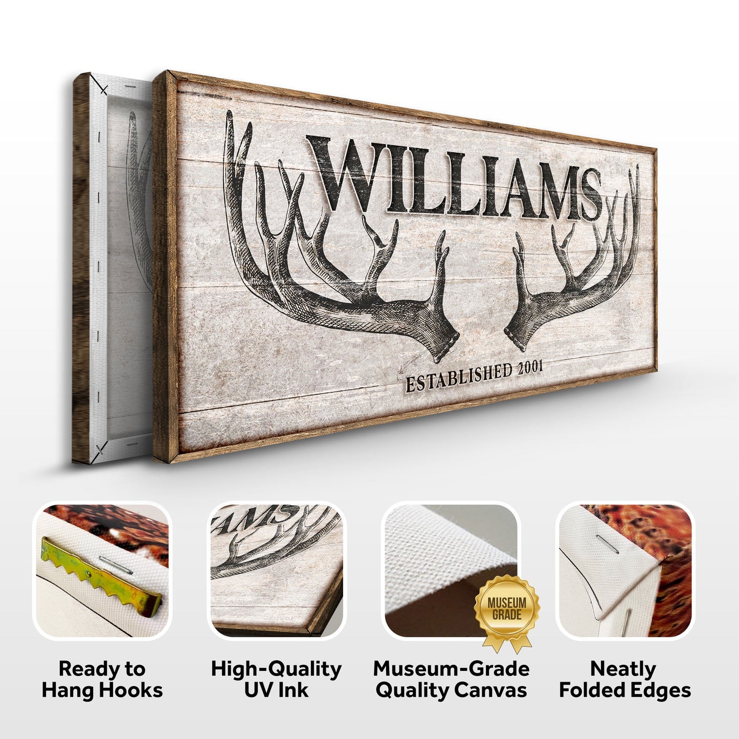 Personalized Family Antler Sign IV