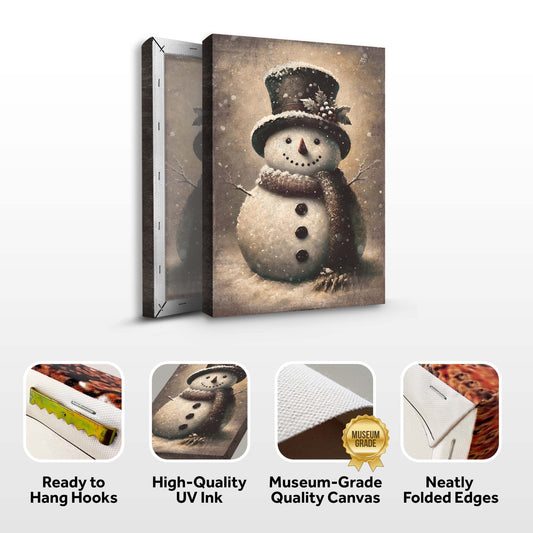 Vintage Snowman Christmas Wall Art III | Tailored Canvases