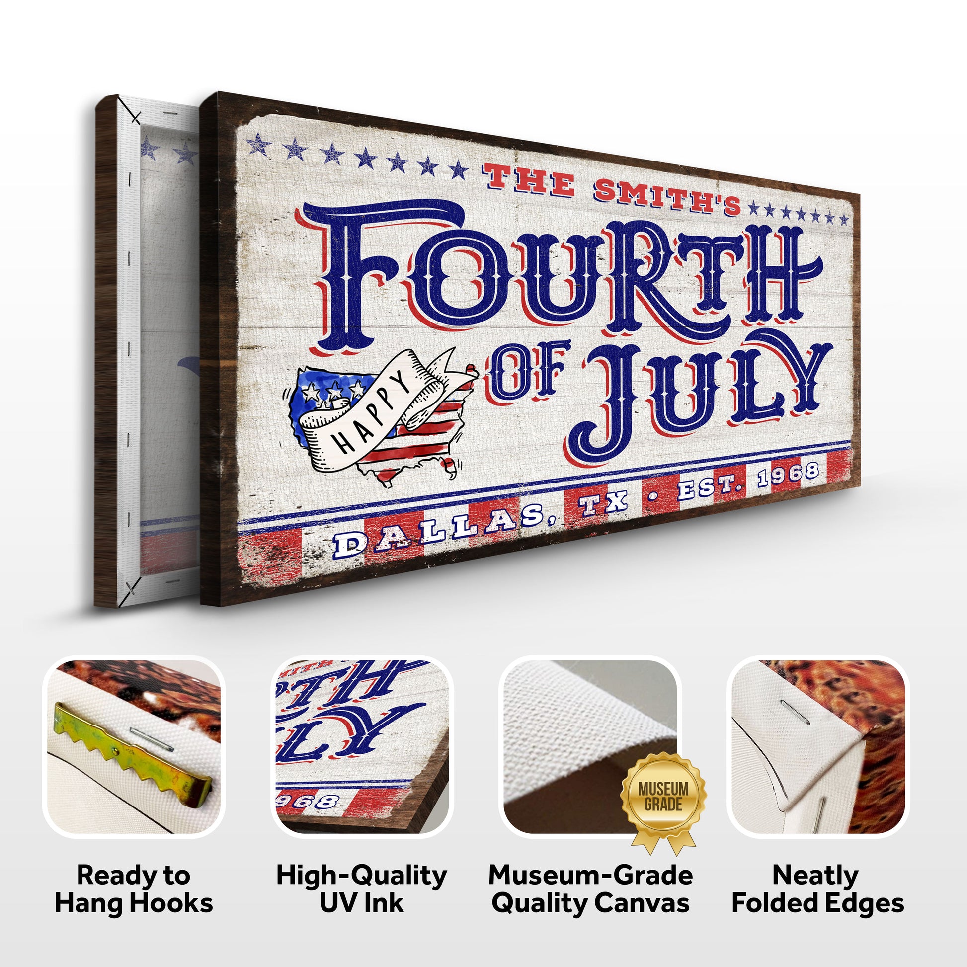 4th of July Personalized Welcome Sign Specs - Image by Tailored Canvases