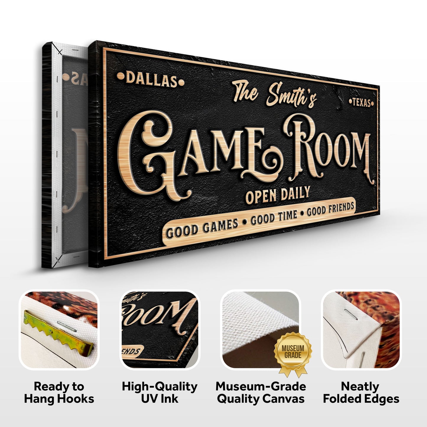 Personalized Game Room Sign Specs - Image by Tailored Canvases