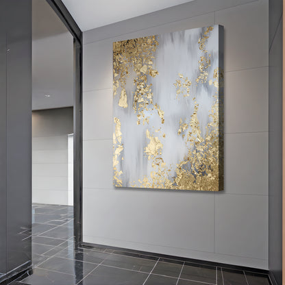 Golden Leaves Falling Abstract Wall Art