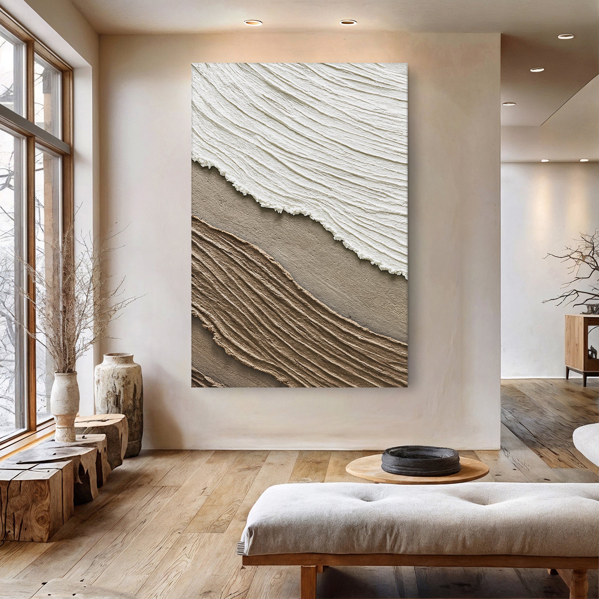 Neutral Waves Abstract Wall Art II