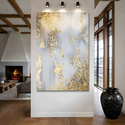 Golden Leaves Falling Abstract Wall Art