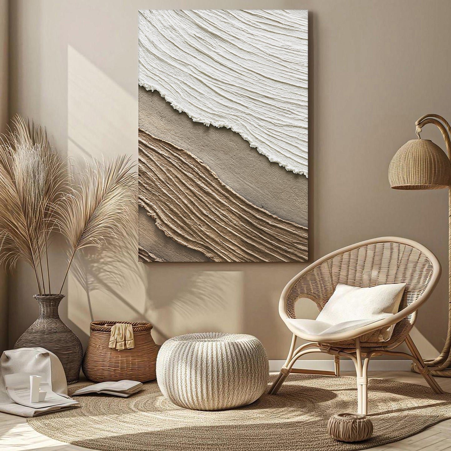 Neutral Waves Abstract Wall Art II