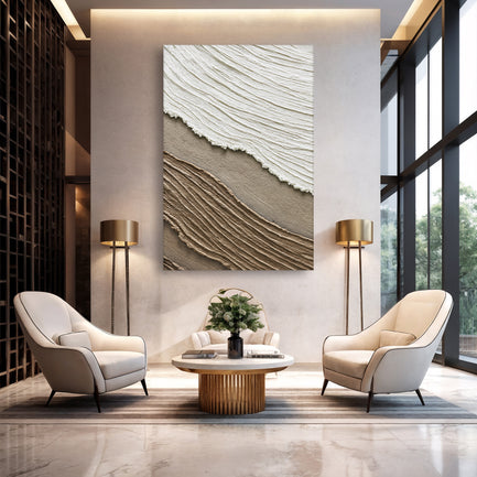 Neutral Waves Abstract Wall Art II