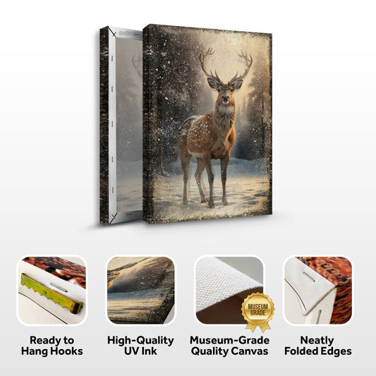 Vintage Winter Deer Christmas Wall Art IV | Image by Tailored Canvases