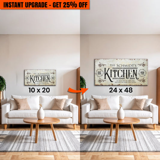 Upgrade Your 20x10 Inches 'Kitchen Sign II' Canvas To 48x24 Inches