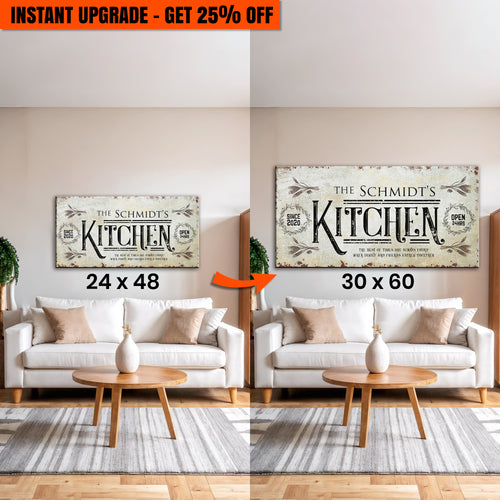 Upgrade Your 48x24 Inches 'Kitchen Sign II' Canvas To 60x30 Inches