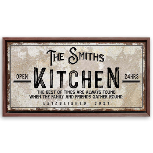 Save 33% When You Add A Frame To Your 60x30 Family Kitchen Sign Canvas Now