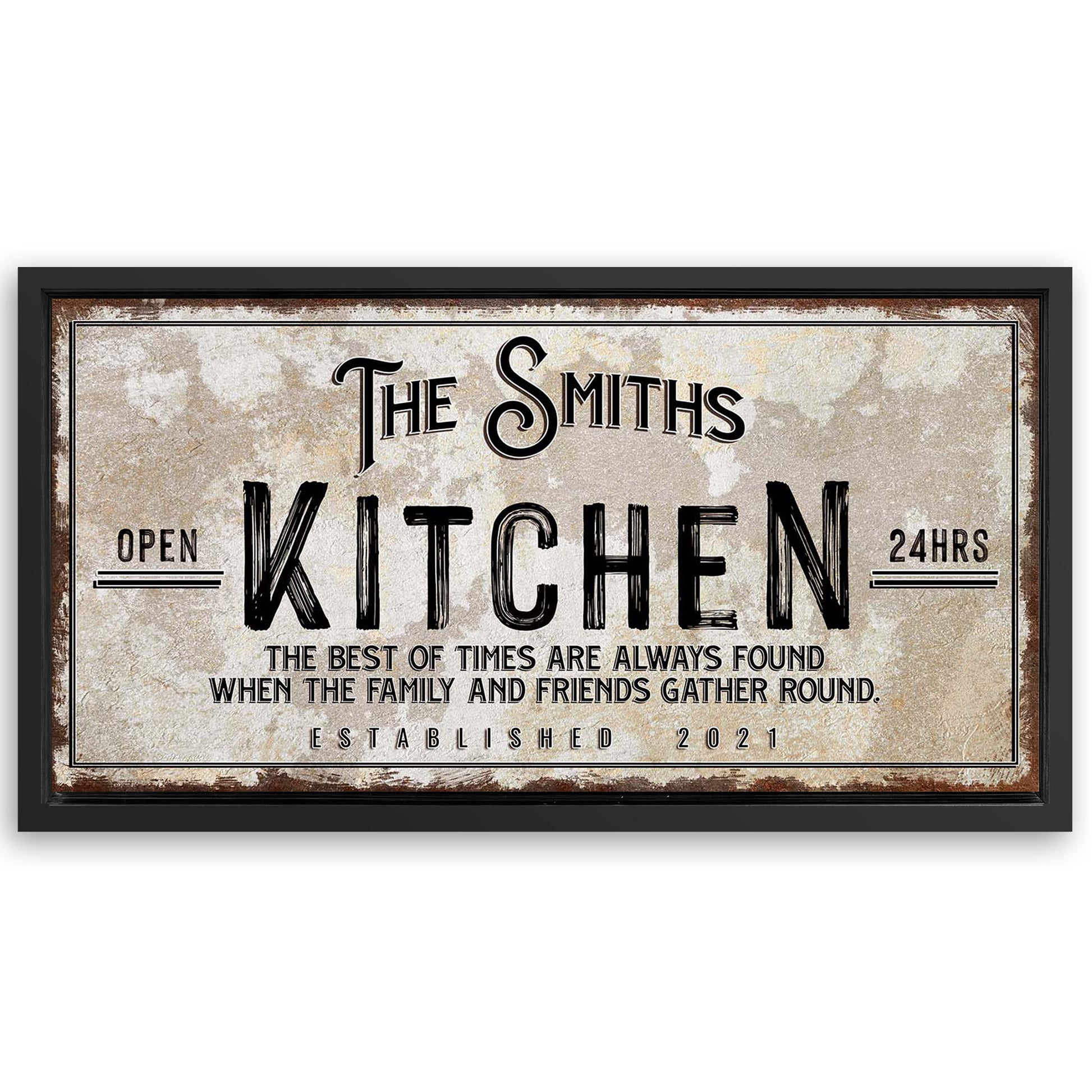 Save 33% When You Add A Frame To Your 48x24 Family Kitchen Sign Canvas Now