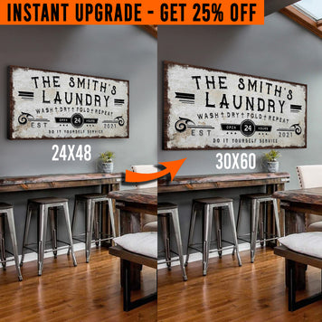 Upgrade Your 48x24 Inches 'Personalized Laundry Room' (Style 1) Canvas To 60x30 Inches