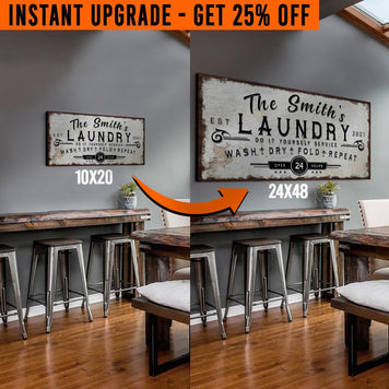 Upgrade Your 20x10 Inches 'Personalized Laundry Room' (Style 2) Canvas To 48x24 Inches