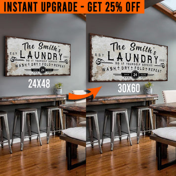 Upgrade Your 48x24 Inches 'Personalized Laundry Room' (Style 2) Canvas To 60x30 Inches