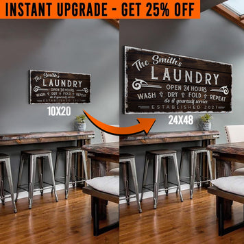 Upgrade Your 20x10 Inches 'Personalized Laundry Room' (Style 3) Canvas To 48x24 Inches