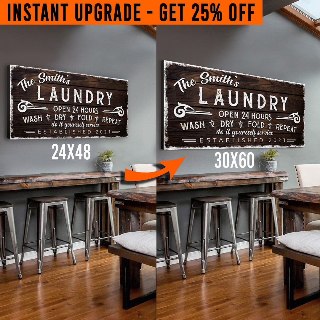 Upgrade Your 48x24 Inches 'Personalized Laundry Room' (Style 3) Canvas To 60x30 Inches