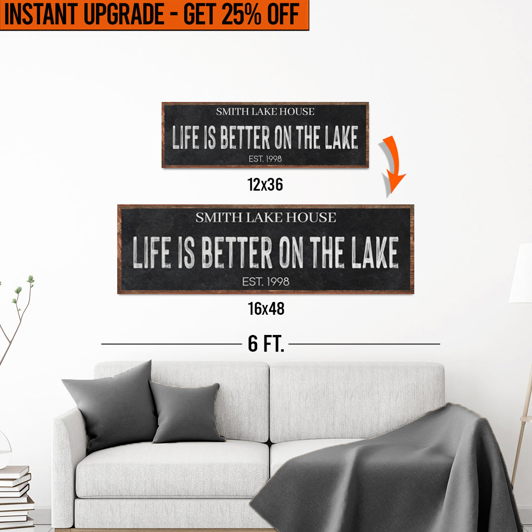 Upgrade Your 12x36 Inches 'Life Is Better On The Lake' (Style 3) Canvas To 16x48 Inches