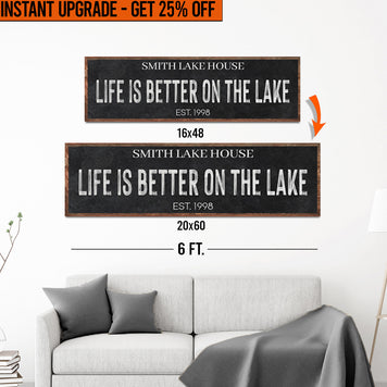 Upgrade Your 16x48 Inches 'Life Is Better On The Lake' (Style 3) Canvas To 20x60 Inches