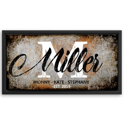 Save 33% When You Add A Frame To Your 20x10 Family Last Name Sign Wall Art Canvas Now