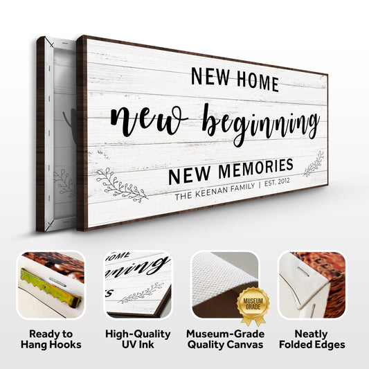 New Home, New Beginning Last Name Sign