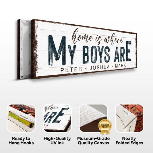 Home Is Where My Boys Are Family Sign