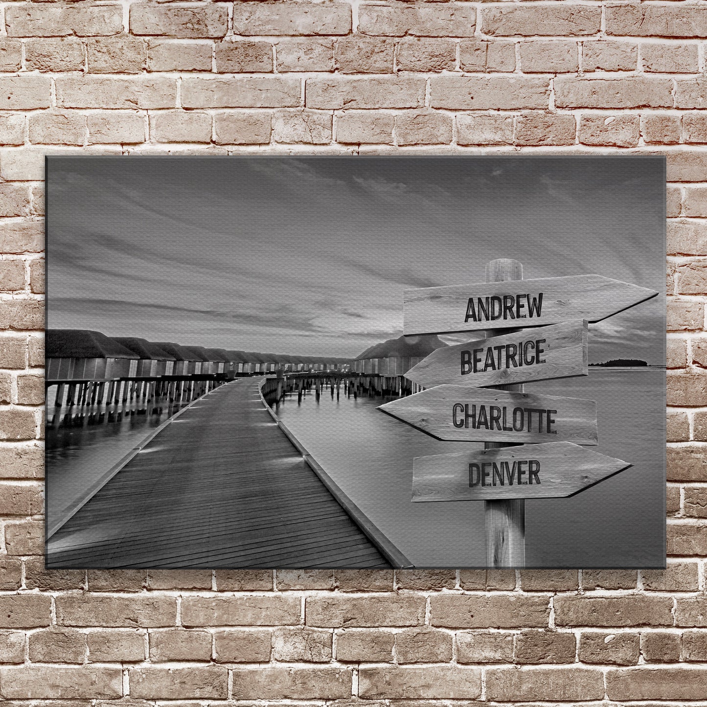 Family Names Monochrome Ocean Dock Sign