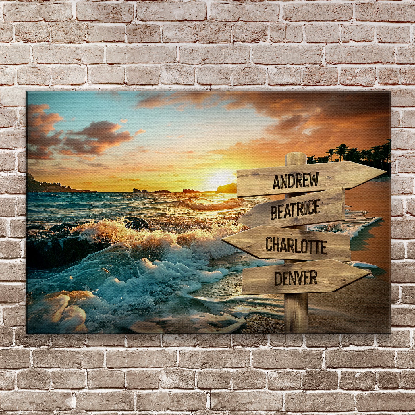 Family Name Ocean Sunset Sign