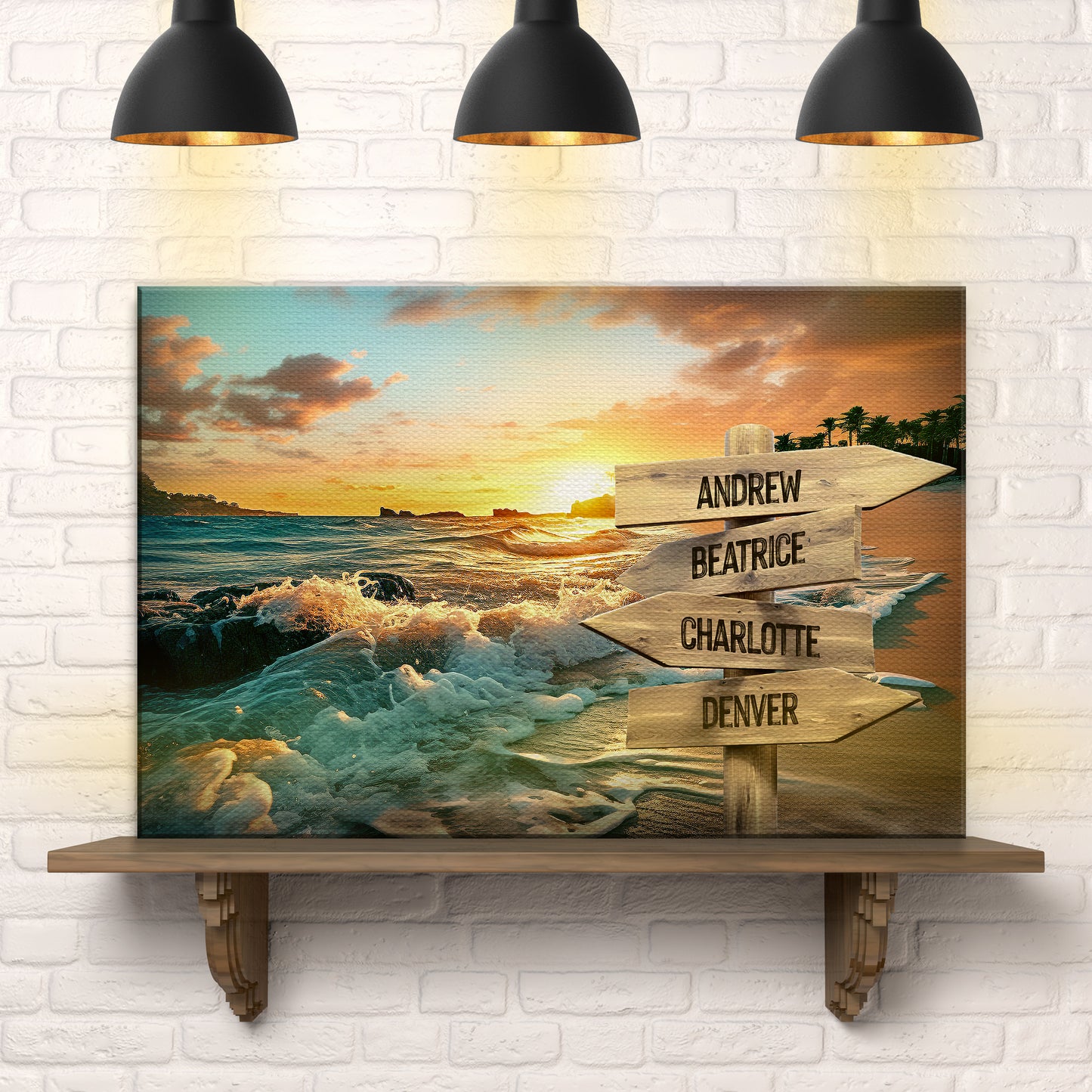 Family Name Ocean Sunset Sign