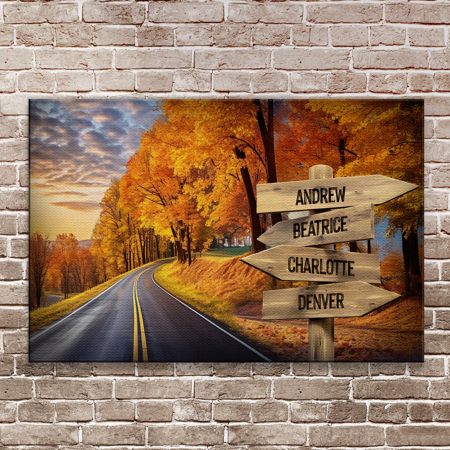 Family Names Autumn Road Sign