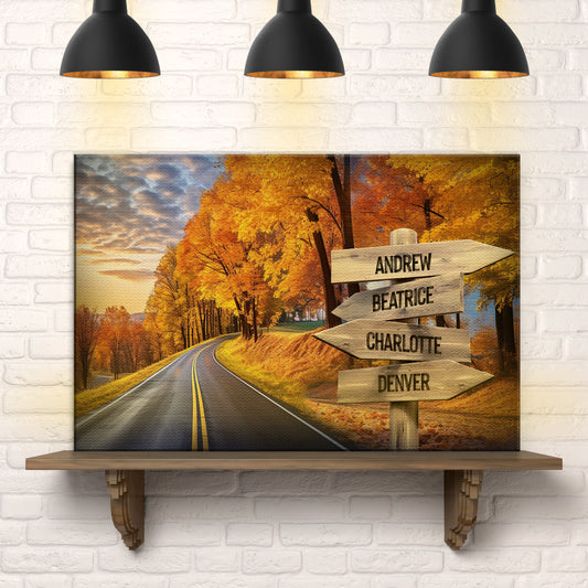 Family Names Autumn Road Sign
