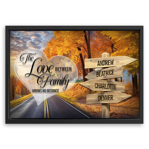 Save 33% When You Add A Frame To Your 36x24 Love Between Family Names Sign Canvas Now