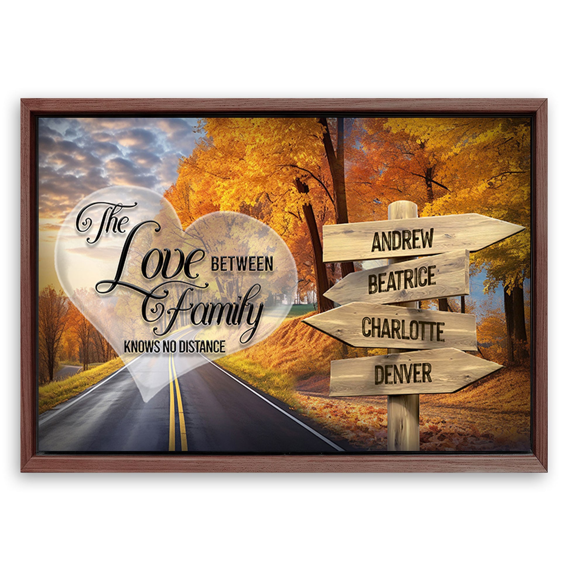 Save 33% When You Add A Frame To Your 36x24 Love Between Family Names Sign Canvas Now