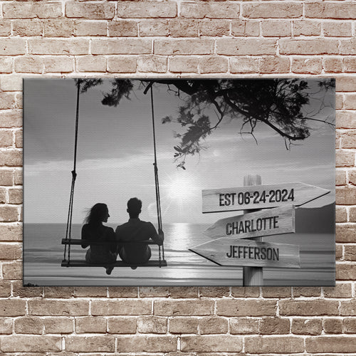 Romantic Swing Family Names Sign