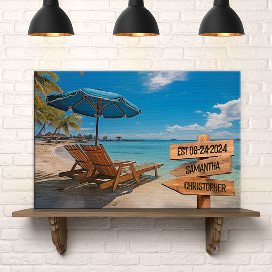 Summer Beach Family Names Sign