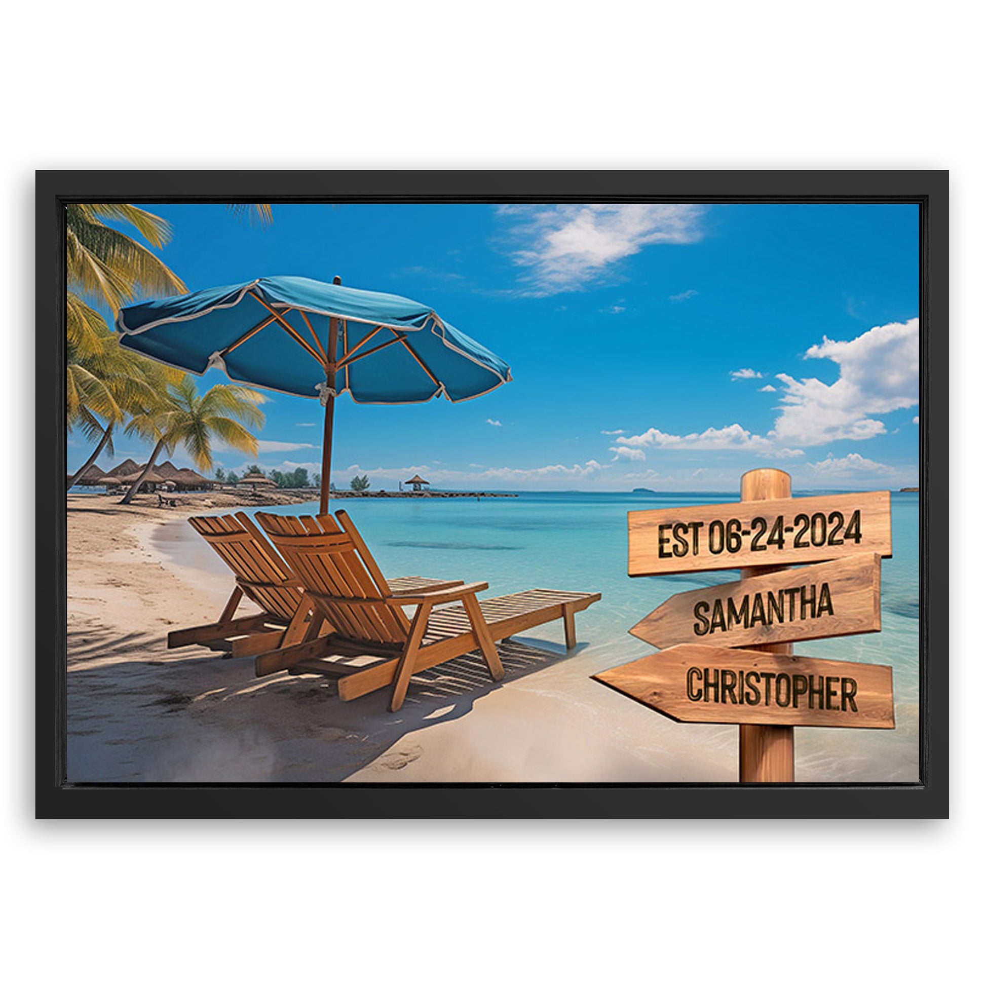Save 33% When You Add A Frame To Your 24x16 Summer Beach Family Names Sign Canvas Now