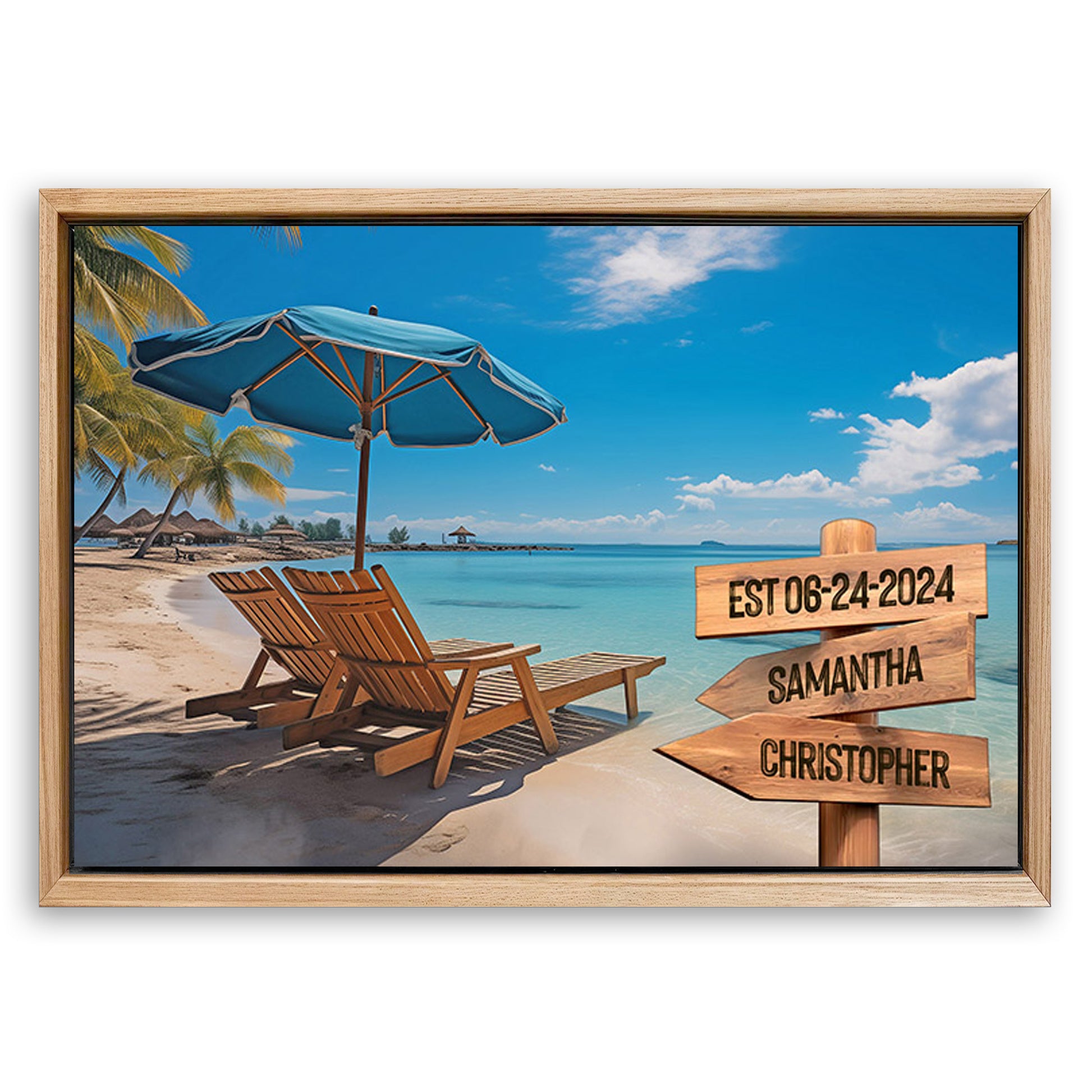 Save 33% When You Add A Frame To Your 18x12 Summer Beach Family Names Sign Canvas Now