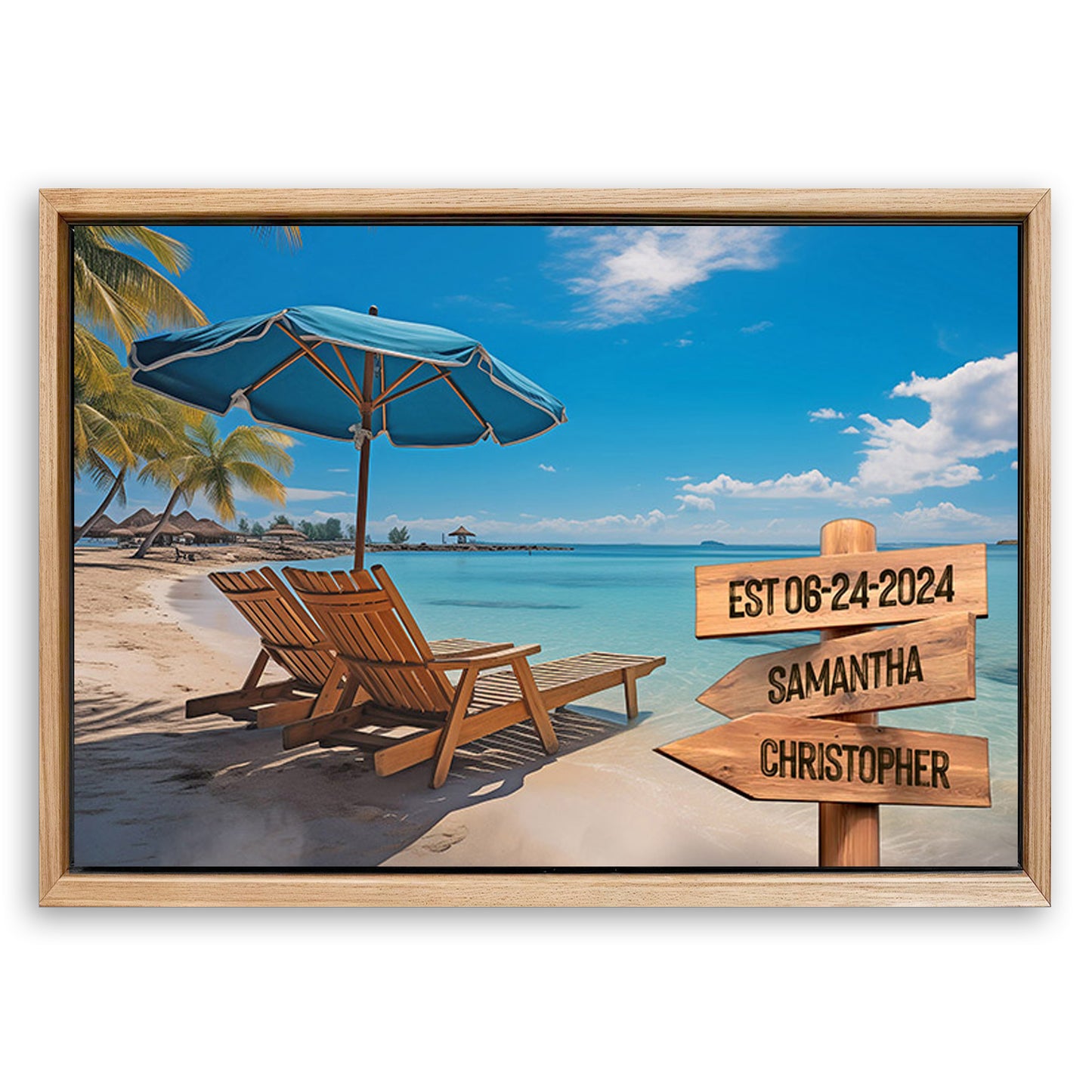 Save 33% When You Add A Frame To Your 24x16 Summer Beach Family Names Sign Canvas Now