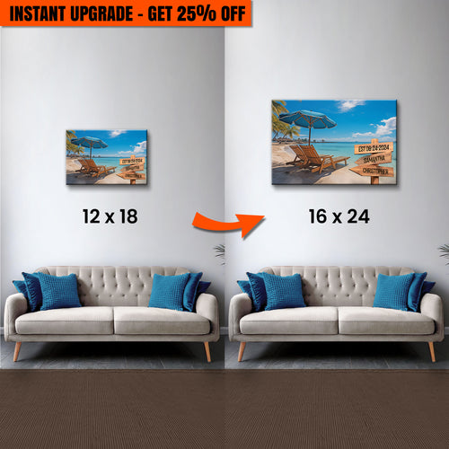 Upgrade Your 12x18 Inches 'Summer Beach Family Names Sign' Canvas to 16x24 Inches