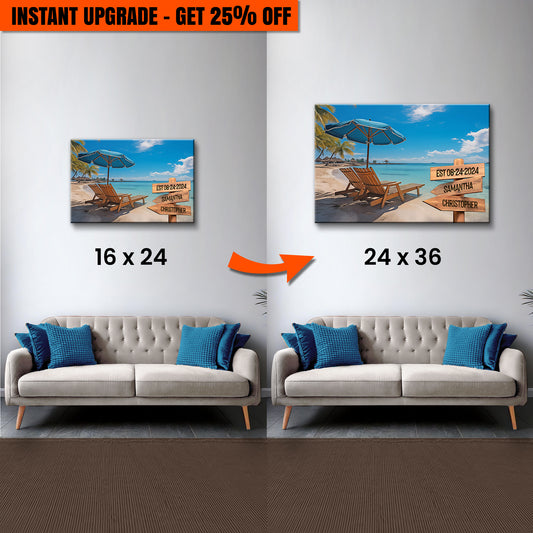 Upgrade Your 24x16 Inches 'Summer Beach Family Names Sign' Canvas To 36x24 Inches
