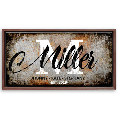 Save 33% When You Add A Frame To Your 60x30 Family Last Name Sign Wall Art Canvas Now